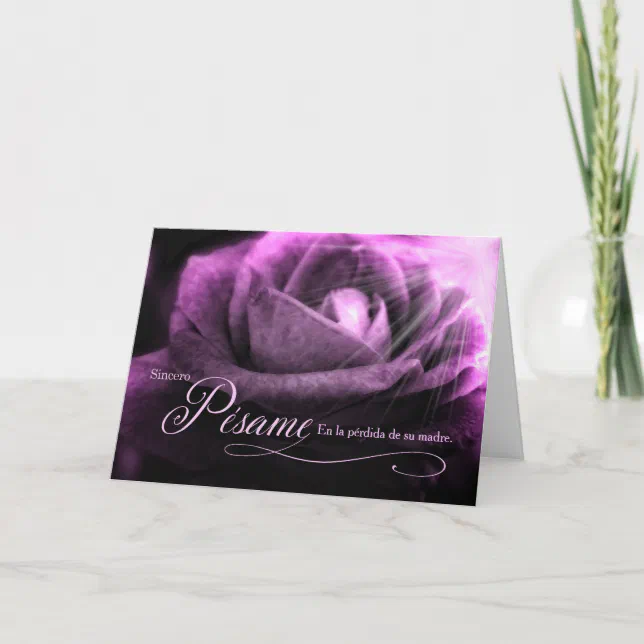 Spanish Loss of a Mother Sympathy Purple Rose Card | Zazzle