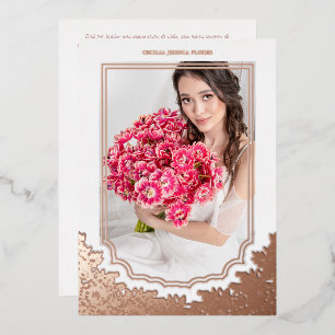 Spanish Luxury Floral Frame Mis XV Años Photo Foil Invitation