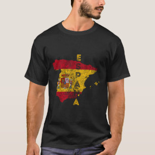 Spanish Map And Flag Souvenir Distressed Spain T-Shirt