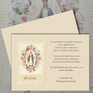 Spanish Mary Catholic Thank You Condolence Card