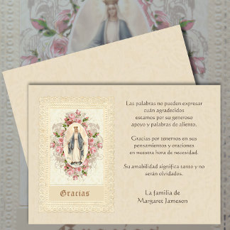 Spanish Mary Catholic Thank You Condolence Card