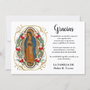 Spanish Mary Guadalupe Thank You Condolence Card