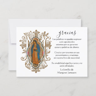 Spanish Mary Guadalupe Thank You Condolence Card