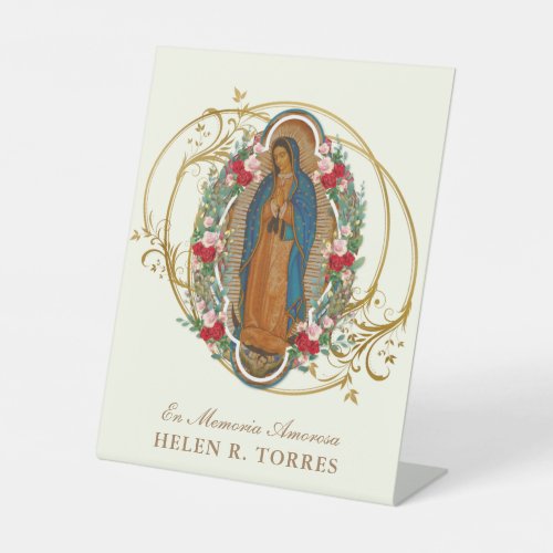 Spanish Mary Guadalupe Thank You Condolence Pedestal Sign