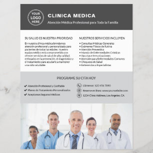 Spanish Medical Clinic Doctor Logo QR Gray Flyer