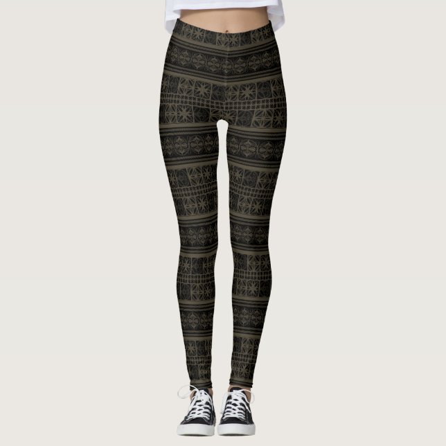 Spanish Medieval Pattern Leggings - Bold Style! (Front)