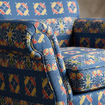 Spanish Mediterranean Blue Pattern Red Folk Art Fabric