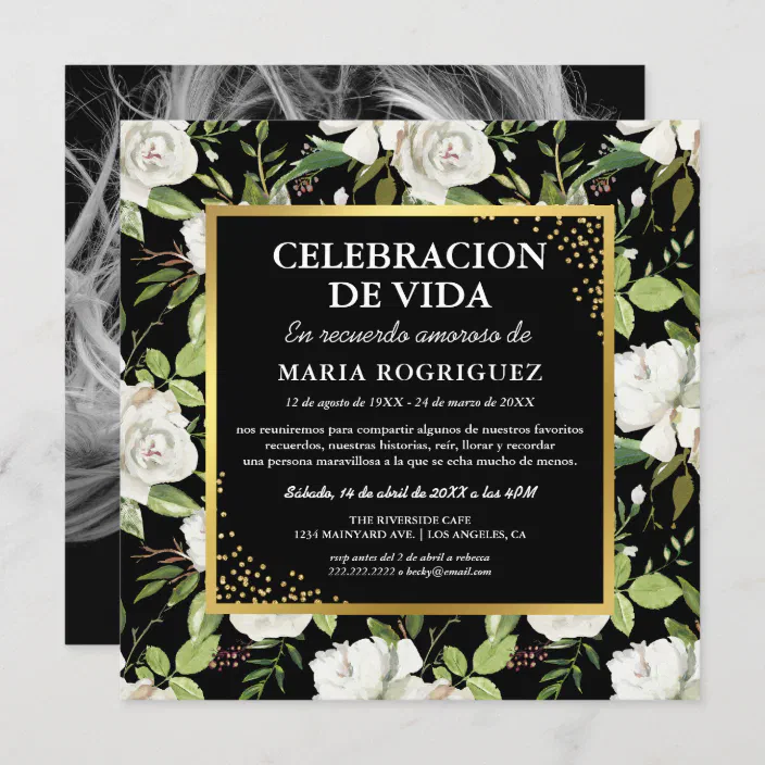 FAC117 Easy to Edit English Spanish Funeral Announcement Card Template In Loving Memory Funeral Invite Celebration of Life