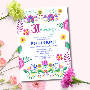 Spanish Mexican Fiesta Floral 31st Birthday Party Invitation