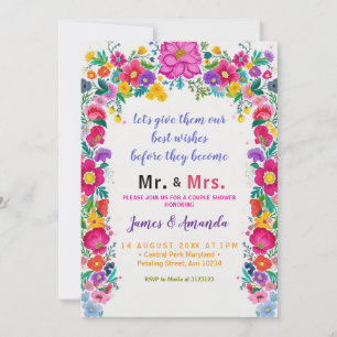 Spanish Mexican Floral Mr and Mrs Cactus Floral Invitation