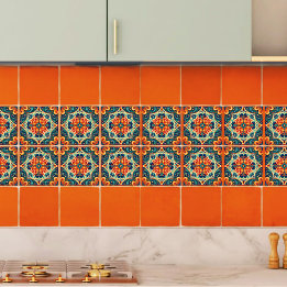 Spanish Mexican Modern Fusion Floral Ceramic Tile
