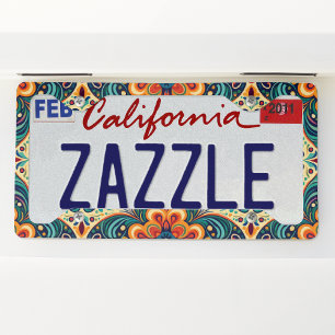 Spanish Mexican Modern Fusion Floral License Plate Frame