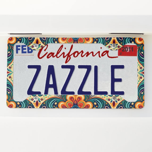 Spanish Mexican Modern Fusion Floral License Plate Frame (Creator Uploaded)