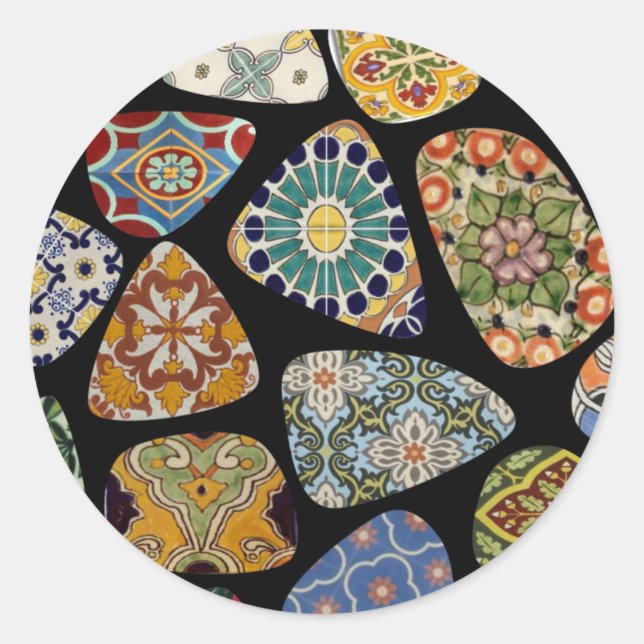 Spanish & Mexican Tile Mosaic Classic Round Sticker (Front)