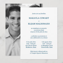 Spanish Minimalist Blue & White Two Reception