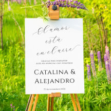 Spanish Minimalist Love Wedding Welcome Sign