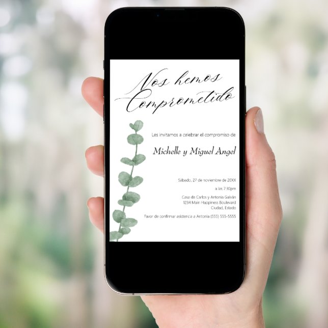 Spanish Minimalist Wedding Engagement Party Invitation (Front Digital)