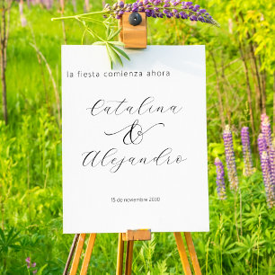 Spanish Minimalist Wedding Reception Welcome Sign
