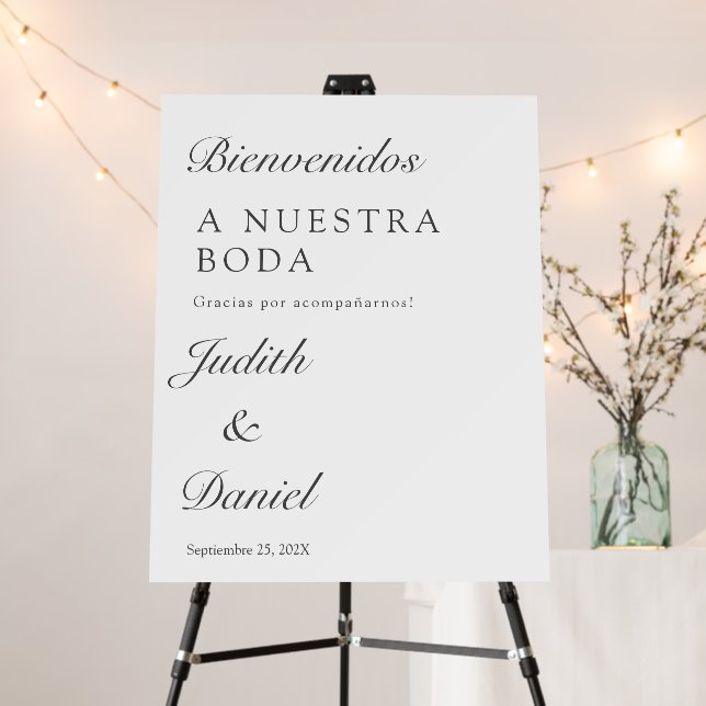 Spanish Minimalist Wedding Welcome sign (In Situ (Stand))