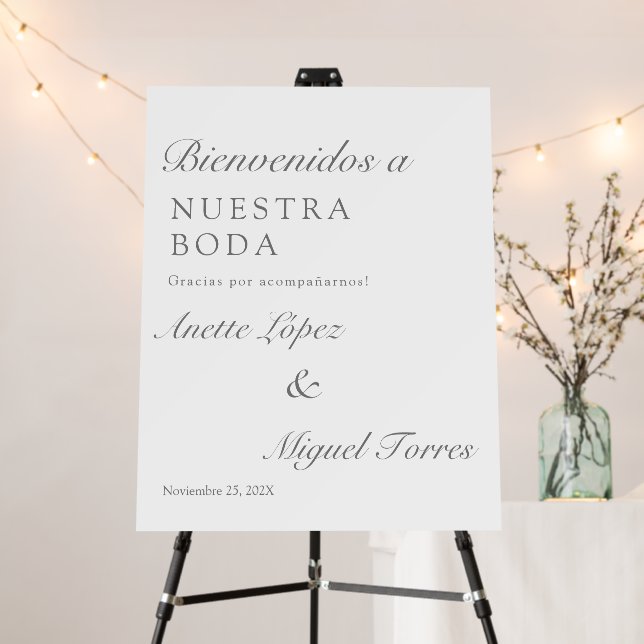 Spanish Minimalist Wedding Welcome sign (In Situ (Stand))