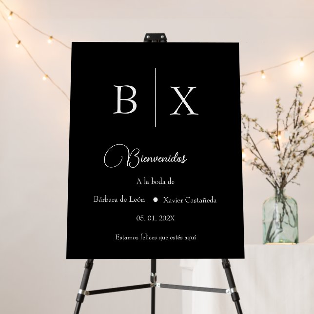 Spanish Minimalist Wedding Welcome sign (In Situ (Stand))