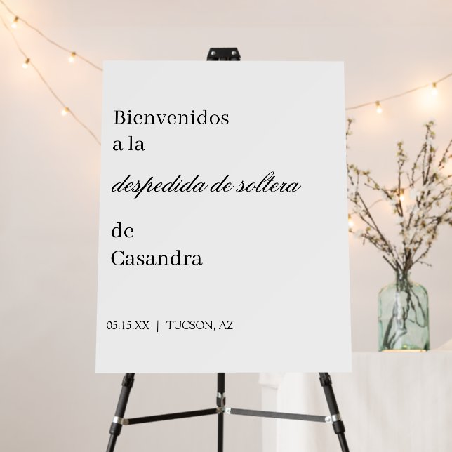 Spanish Minimalist Wedding Welcome sign (In Situ (Stand))