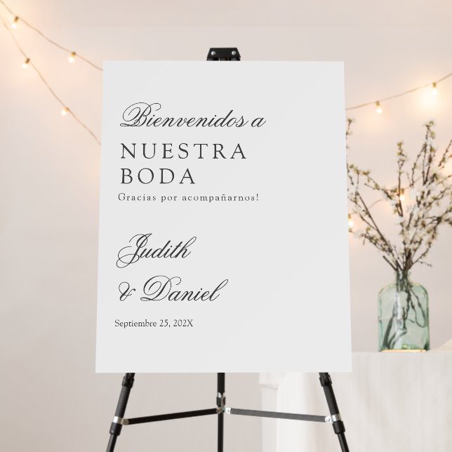 Spanish Minimalist Wedding Welcome sign (In Situ (Stand))