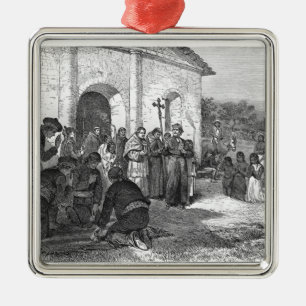 Spanish Mission of the Alamo Metal Ornament