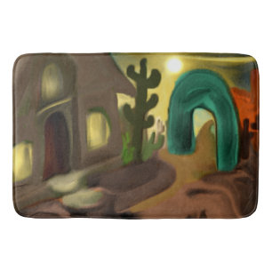 Spanish Mission Southwestern Abstract Art Bathroom Mat