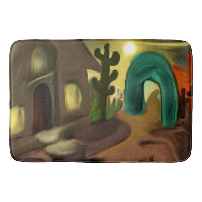 Spanish Mission Southwestern Abstract Art Bathroom Mat (Front)