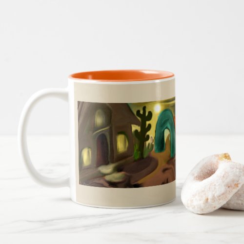 Spanish Mission Southwestern Abstract Art Two_Tone Coffee Mug