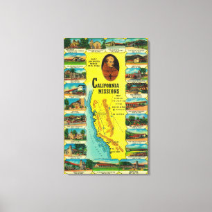 Spanish Missions of California showing Canvas Print