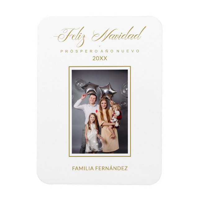 Spanish Modern Elegant Chic Christmas Photo Family Magnet (Vertical)