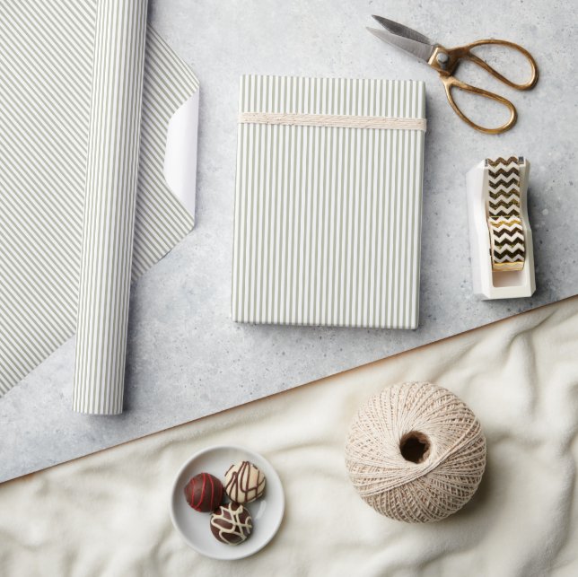 Spanish Moss Green Thin Striped Wrapping Paper (Crafts)