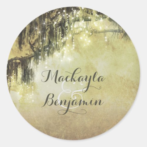 Spanish Moss Tree _ Oak Wedding Classic Round Sticker