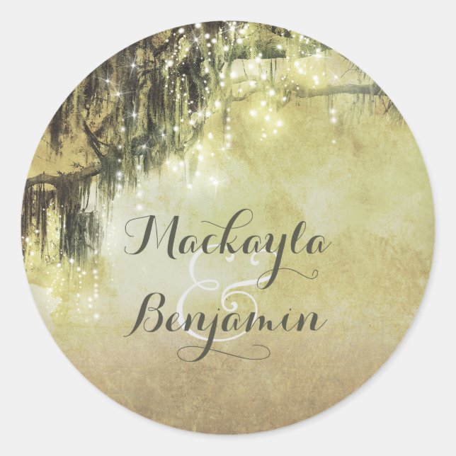 Spanish Moss Tree - Oak Wedding Classic Round Sticker (Front)