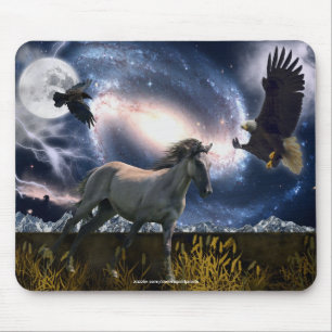 Spanish Mustang, Bald Eagle, & Galaxy Art Mousepad