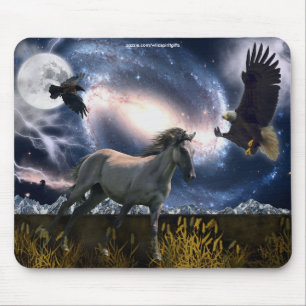 Spanish Mustang, Bald Eagle, & Galaxy Art Mousepad