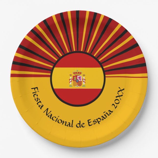 Spanish National Day Celebration Spain Hispanic Paper Plates (Front)