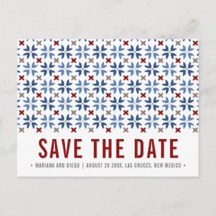 Spanish Navy and Red Tile mexican WEDDING Announcement Postcard