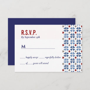 Spanish Navy Red Tile Mexican wedding Invitation