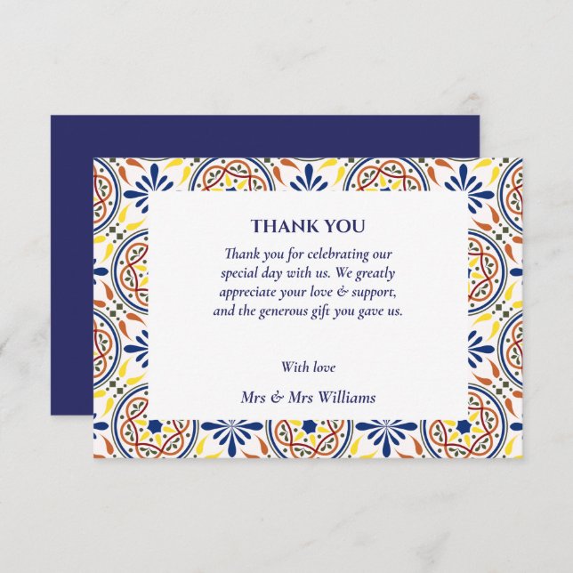 Spanish Navy Yellow Mediterranean thank you VF Invitation (Front/Back)