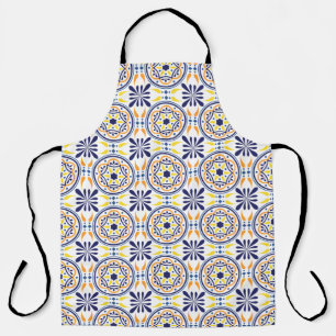 Spanish Navy Yellow Tile mediterranean Azulejos Apron