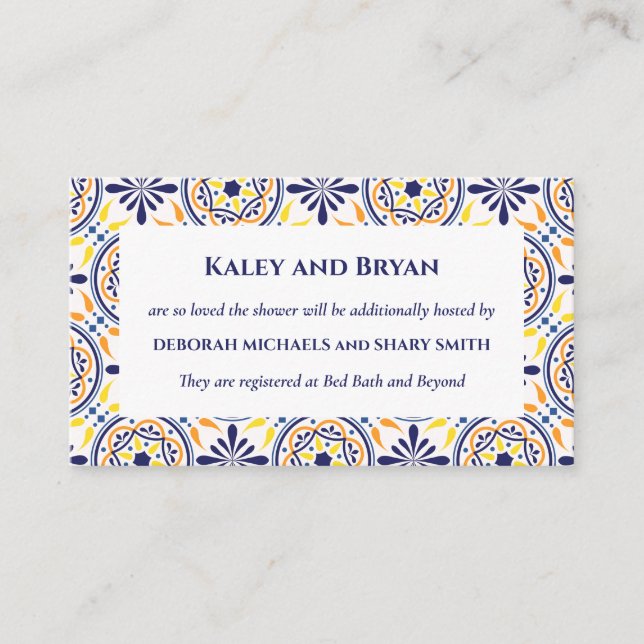 Spanish Navy Yellow Tile Mediterranean Custom V1 Business Card (Front)