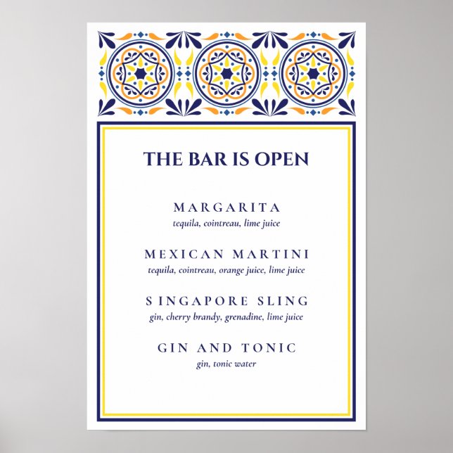 Spanish Navy Yellow Tile Signature Cocktail V1 Poster (Front)