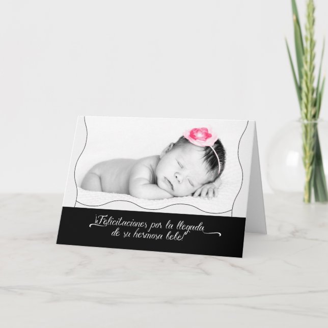 Spanish New Baby Congratulations Baby Girl Card (Front)