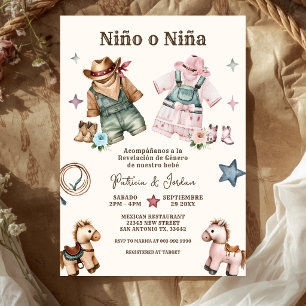Spanish Nino o Nina Cowboy Gender Reveal Invitation