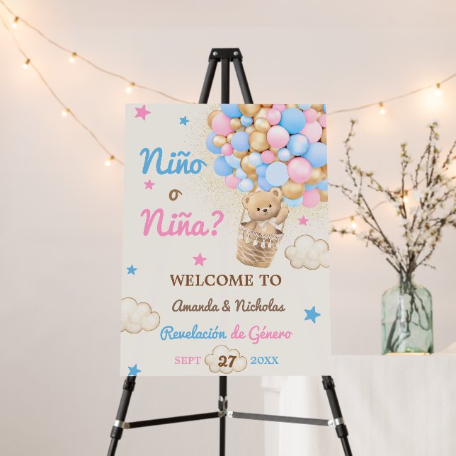 Spanish Nino o Nina Gender Reveal Welcome Sign (In Situ (Stand))