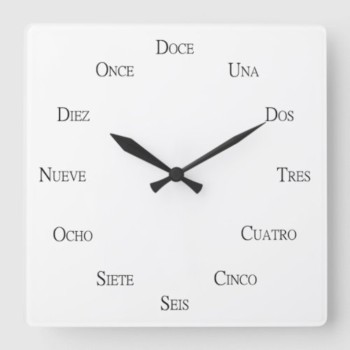Spanish Numbers Language Learning Personalizable Square Wall Clock