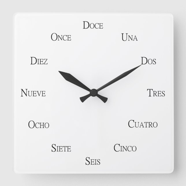 Spanish Numbers Language Learning Personalizable Square Wall Clock (Front)